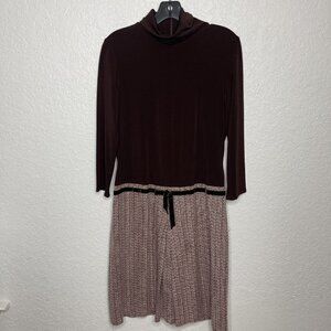 JANESTREET Vintage Brown Tweed Sheath Dress‎ Turtle Neck Long Sleeve Size 10